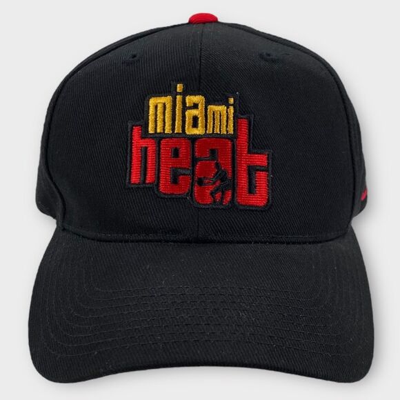 VINTAGE Miami Heat Nike Hat Cap Mens Black NBA Adjustable One Size NOS RARE NEW - Picture 1 of 8